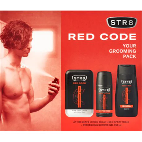 STR8 Zestaw Kosmetyków Red Code (Woda po goleniu 100ml + Dezodorant spray 150ml + Żel pod prysznic 2