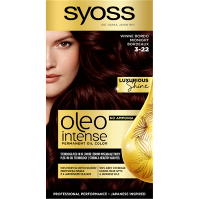 Syoss Oleo Intense Farba do włosów trwale koloryzująca z olejkami bez amoniaku 3-22 winne bordo