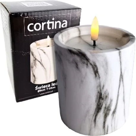Świeca diodowa LED efekt marmuru Cortina Grey 9x10 cm