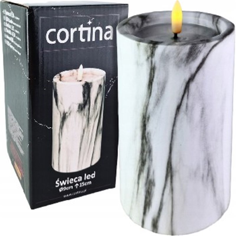 Świeca diodowa LED efekt marmuru Cortina Grey 9x15 cm
