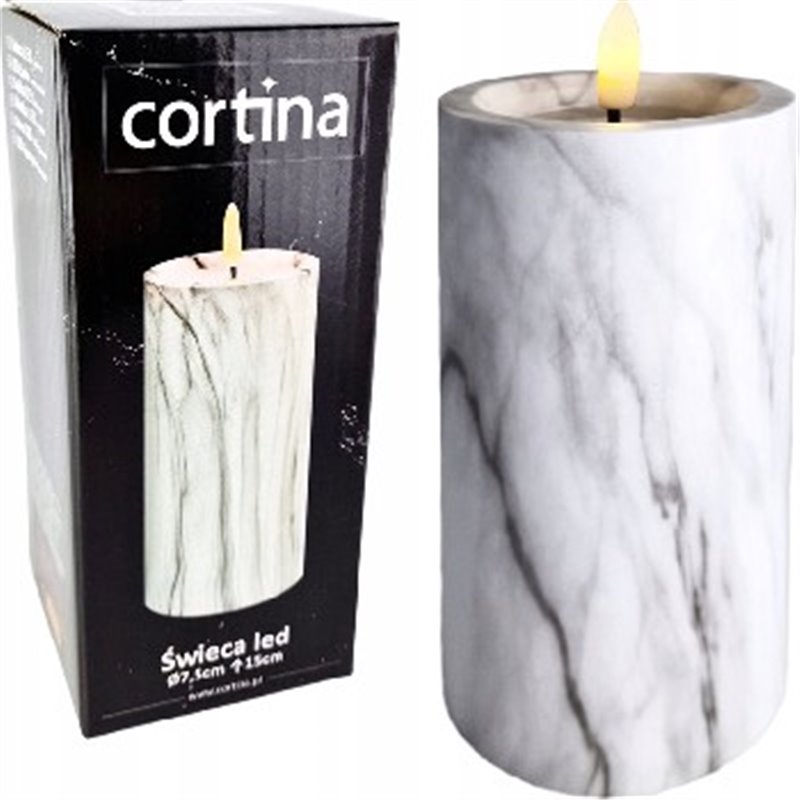 Świeczka LED Cortina efekt marmurku 15x7,5 cm Grey szara