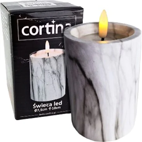 Świeczka LED Cortina efekt marmurku 7,5x10cm grey szara