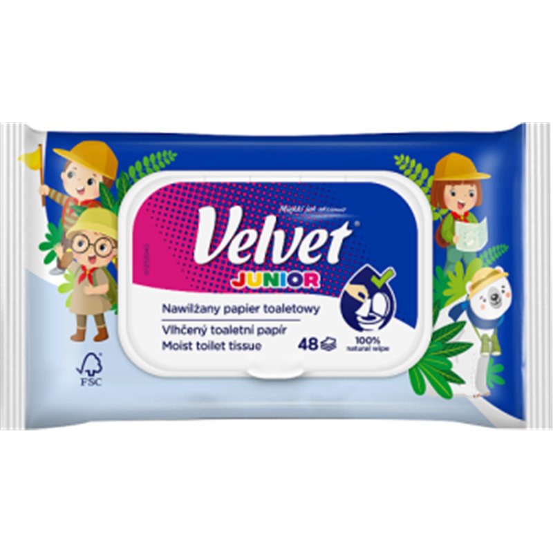 Velvet Junior Nawilżany papier toaletowy 42 sztuki
