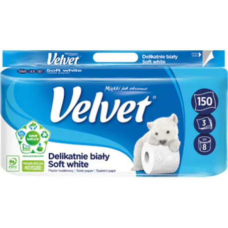 Velvet Papier toaletowy Delikatnie Biały 8 rolek + 2 gratis