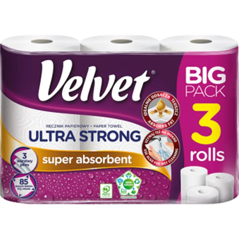 Velvet Ultra Strong Ręcznik papierowy 3 rolki