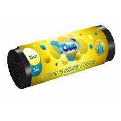 Worki na śmieci Cluo LDPE 35l 15 szt czarne z taśmą