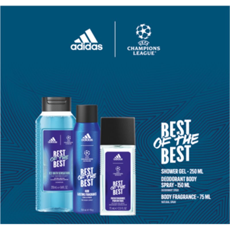 Zestaw kosmetyków Adidas UEFA 9 deo perfum., deo 150ml, żel pod prysznic