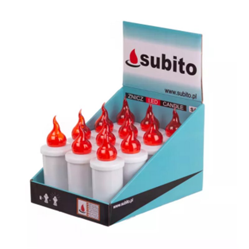 Znicz diodowy LED Subito s6 dekoracyjny czerwony zgrzewka 12szt