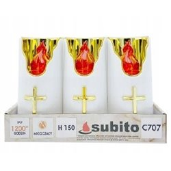 Znicz diodowy LED Subito świeca 150mm 484 c707 złoto czerwony 6 szt