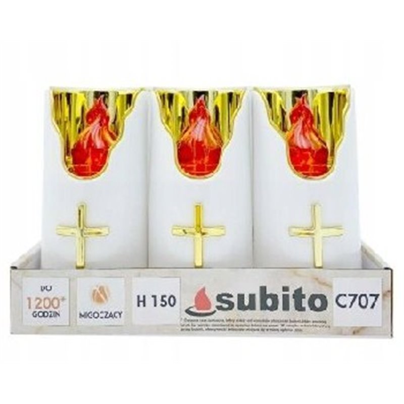 Znicz diodowy LED Subito świeca 150mm 484 c707 złoto czerwony 6 szt