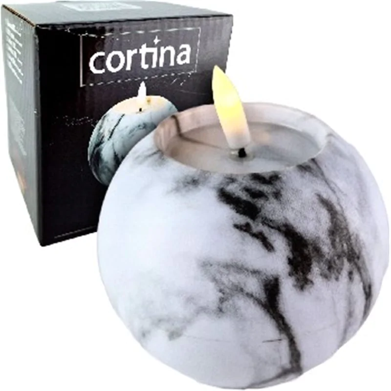 Świeca Led Cortina efekt marmuru kula grey 