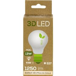 Żarówka 3D Led Eco E27 13W tradycyjna neutralna