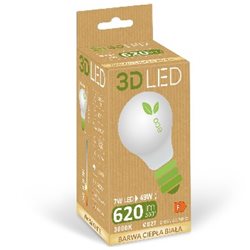 Żarówka 3D Led Eco E27 7W tradycyjna neutralna 620lm