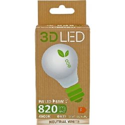 Żarówka 3D Led Eco E27 9W tradycyjna neutralna 