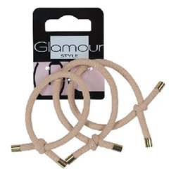 Glamur Basic gumki beżowe z wiązaniami 3szt