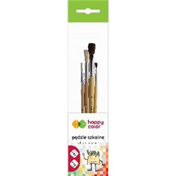 Happy Color zestaw pędzli szkolnych mix włosia 4szt
