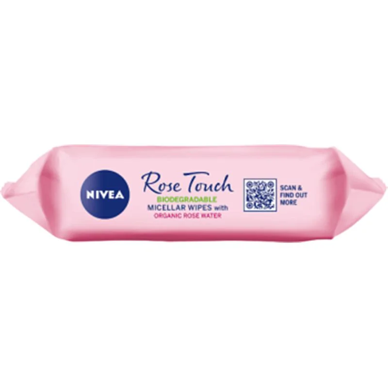 Nivea Rose Touch Biodegradowalne Micelarne chusteczki z organiczną wodą różaną 25 szt