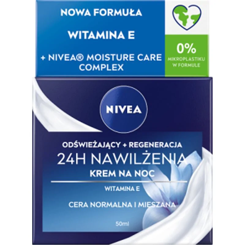 Nivea 24H Nawilżenia Odświeżający krem na noc cera normalna i mieszana 50 ml