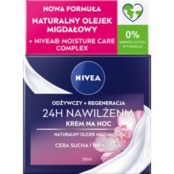 Nivea 24H Nawilżenia Odżywczy krem na noc dla cery suchej i wrażliwej 50 ml