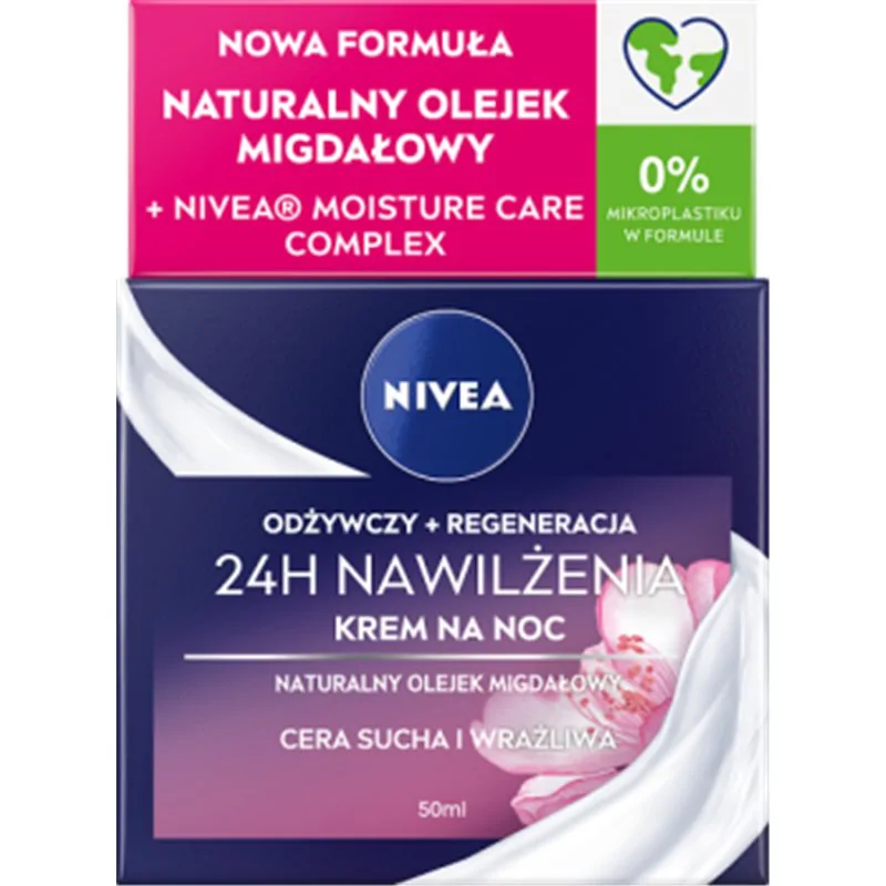 Nivea 24H Nawilżenia Odżywczy krem na noc dla cery suchej i wrażliwej 50 ml