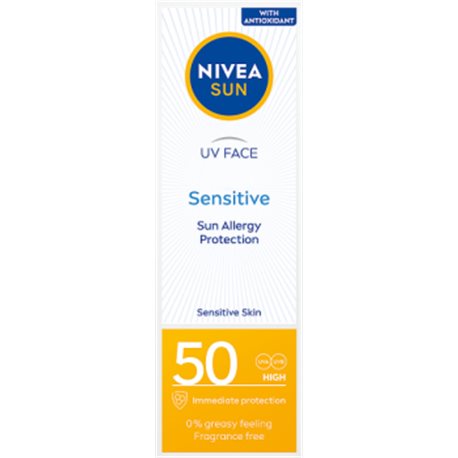 Nivea SUN Sensitive Krem ochronny do twarzy dla skóry wrażliwej SPF 50 50ml