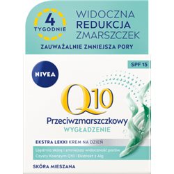 Nivea Q10 Wygładzenie Przeciwzmarszczkowy Ekstra lekki krem na dzień Spf15 50 ml