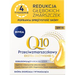 Nivea Przeciwzmarszczkowy Odbudowujący krem na dzień Q10 Ekstra Odżywienie Spf15 50 ml