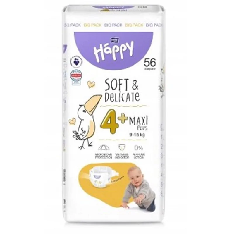 Bella Happy pieluszki 4+ Maxi 9-15kg 56szt