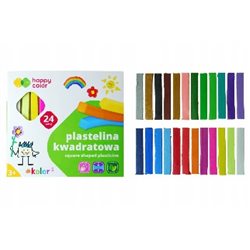Happy Color plastelina szkolna kwadratowa 24 kolory