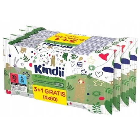 Kindii chusteczki Natural Balance 60szt 3+1gratis