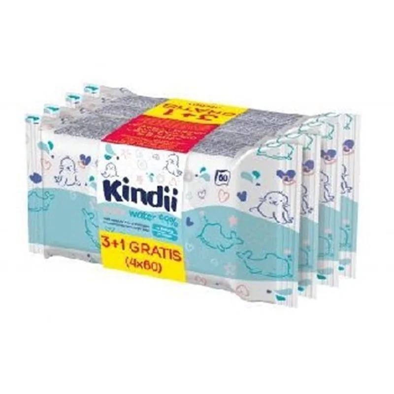 Kindii chusteczki Pure Water 60szt 3+1gratis