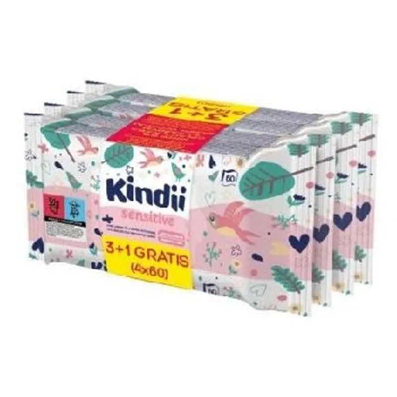 Kindii chusteczki Sensitive 60szt 3+1gratis