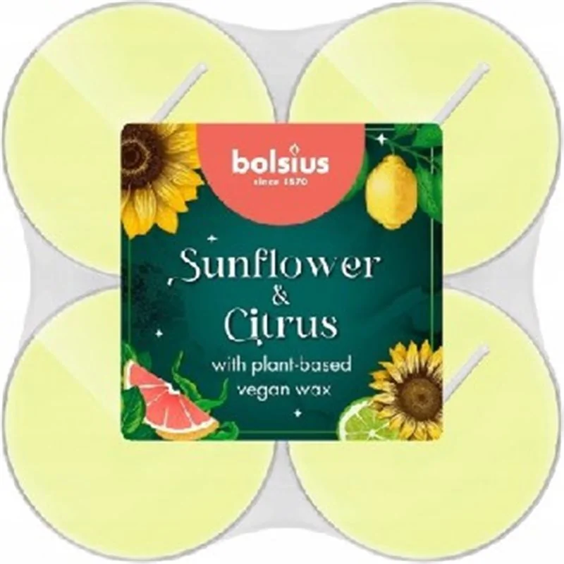 Bolsius podgrzewacze zapachowe maxi Sunflower & Citrus 8h 8 szt