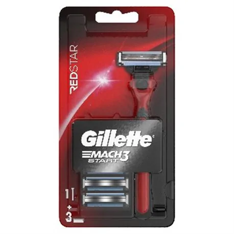 Gillette Mach3 Start Maszynka do golenia dla mężczyzn Red + 3 wkłady