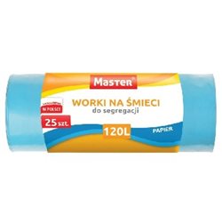 Worki na śmieci Master niebieskie 120l 25szt