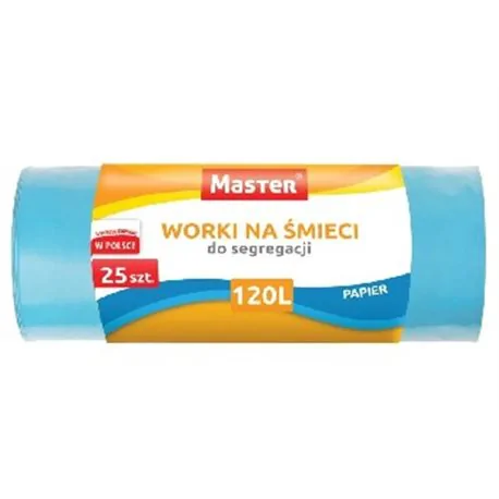 Worki na śmieci Master niebieskie 120l 25szt