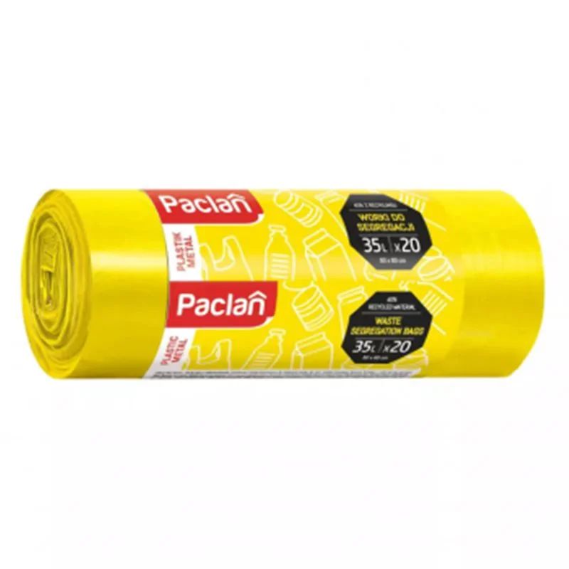 Paclan worki segregacja plastik żółte 35l 20szt