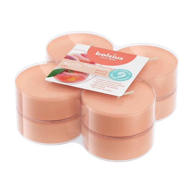 Bolsius podgrzewacze zapachowe True Scents Peach maxi 8h 8szt