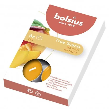 Bolsius podgrzewacze zapachowe 4h 6szt.True Scents Mango