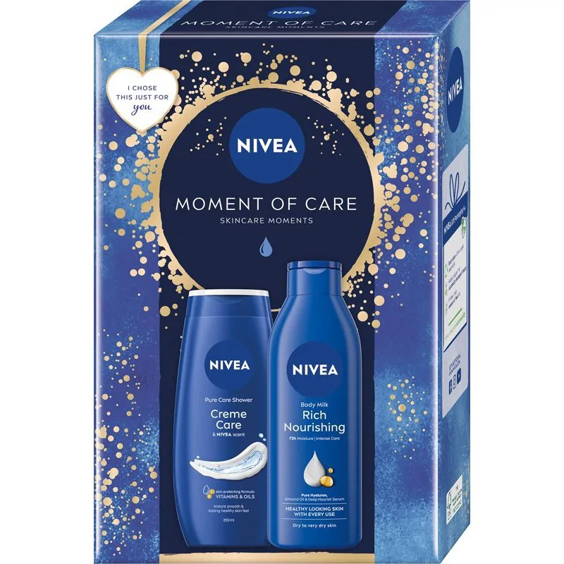 Nivea Woman Zestaw Moment Of Care Żel Pod Prysznic + Mleczko do Ciała