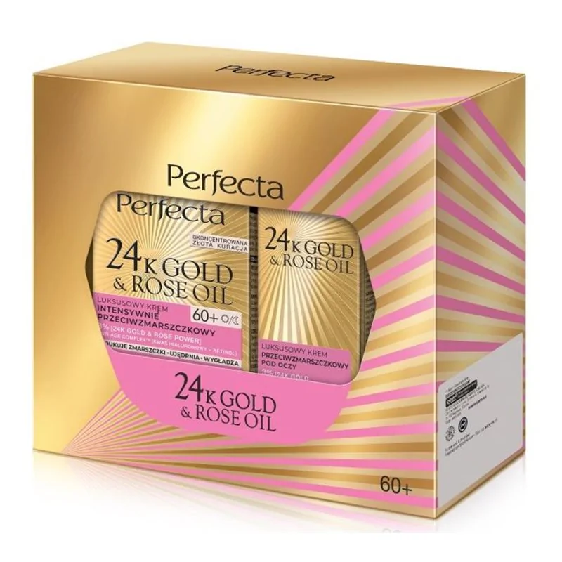 PERFECTA 24K GOLD & ROSE Zestaw Pielęgnacyjny 60+ Krem pod Oczy + Krem do twarzy