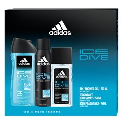 ADIDAS ICE DIVE Zestaw Męskich Kosmetyków Dezodorant + Żel + Perfum