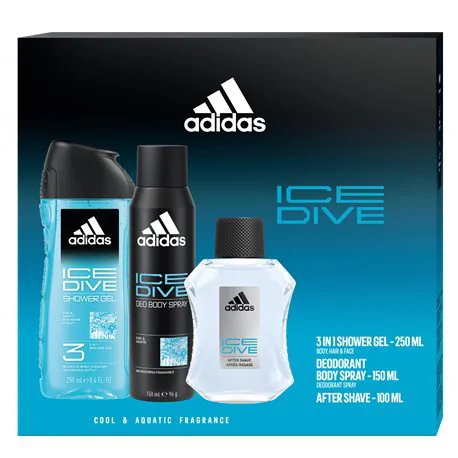 ADIDAS ICE DIVE Zestaw Prezentowy Dla Mężczyzn DEO+ Żel+ Woda po Goleniu