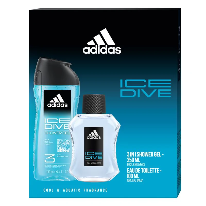 ADIDAS ICE DIVE Zestaw Prezentowy Męski Żel + Woda po Goleniu