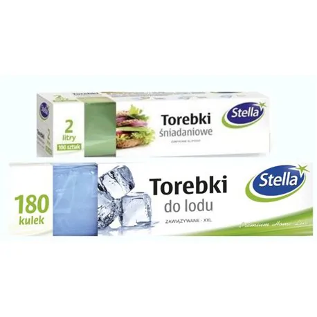 Stella torebki śniadaniowe 2L 100 sztuk + torebki do lodu 180 kulek