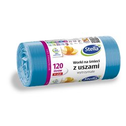 Stella worki na śmieci z uszami wytrzymałe niebieskie 120L 20 sztuk