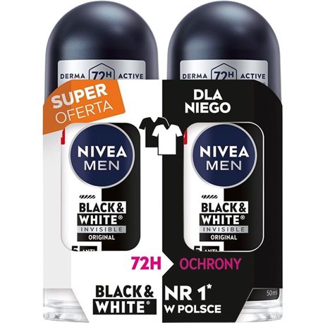 NIVEA MEN dezodoranty w kulce Black&White Invisible Original 2 x 50ml