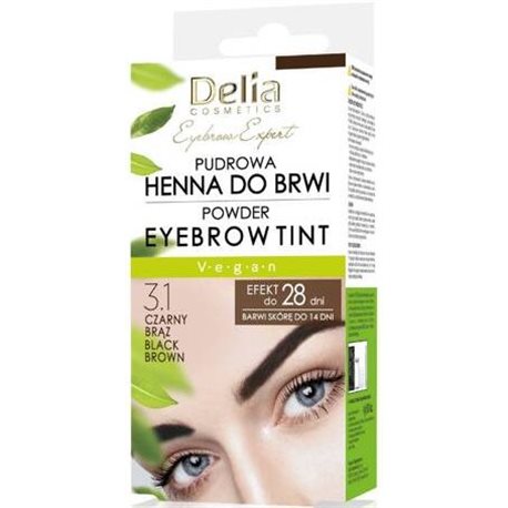 Delia henna pudrowa do brwi 3.1 czarny brąz saszetka 4g