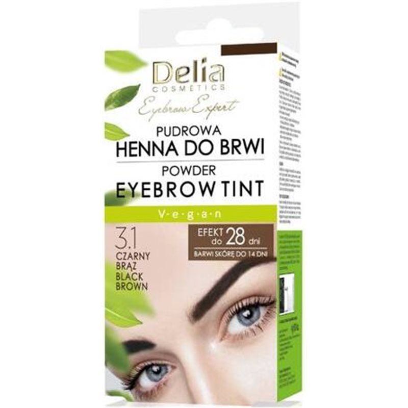 Delia henna pudrowa do brwi 3.1 czarny brąz saszetka 4g