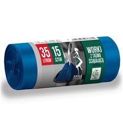 Anna Zaradna Worki na śmieci z taśmą supermocne niebieskie 35l 15szt